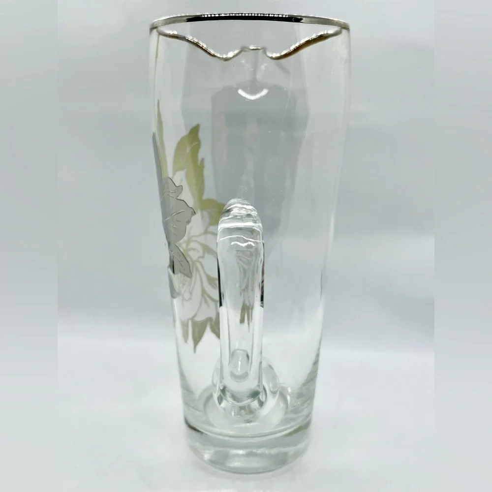 Vintage Imperial Sterling Silver Overlay Glass Pitcher 8.75”